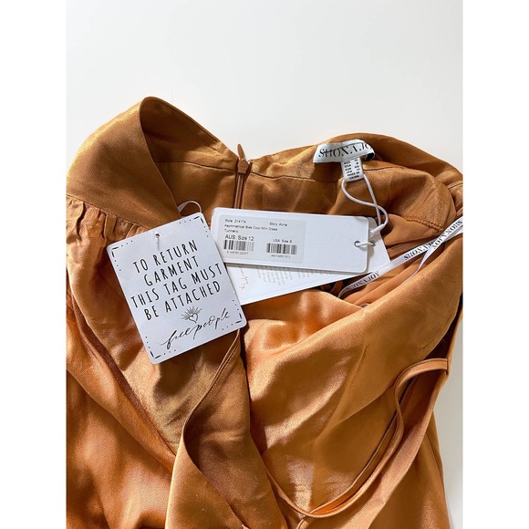 NWT Shona Joy x Free People Alma Mini Dress in Turmeric Size US 8 - Picture 8 of 9